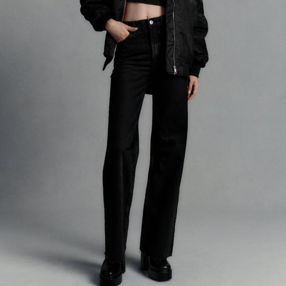 Zara Wide Leg Jean - Black Size 4